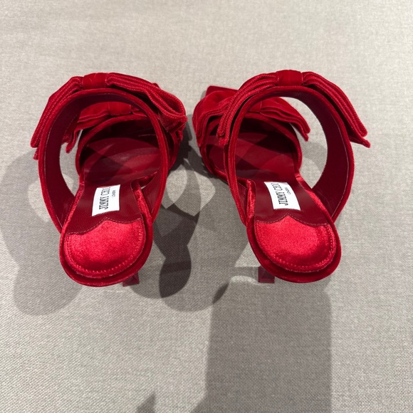 Jimmy Choo Red Velvet Bow Heels - Picture 3 of 4